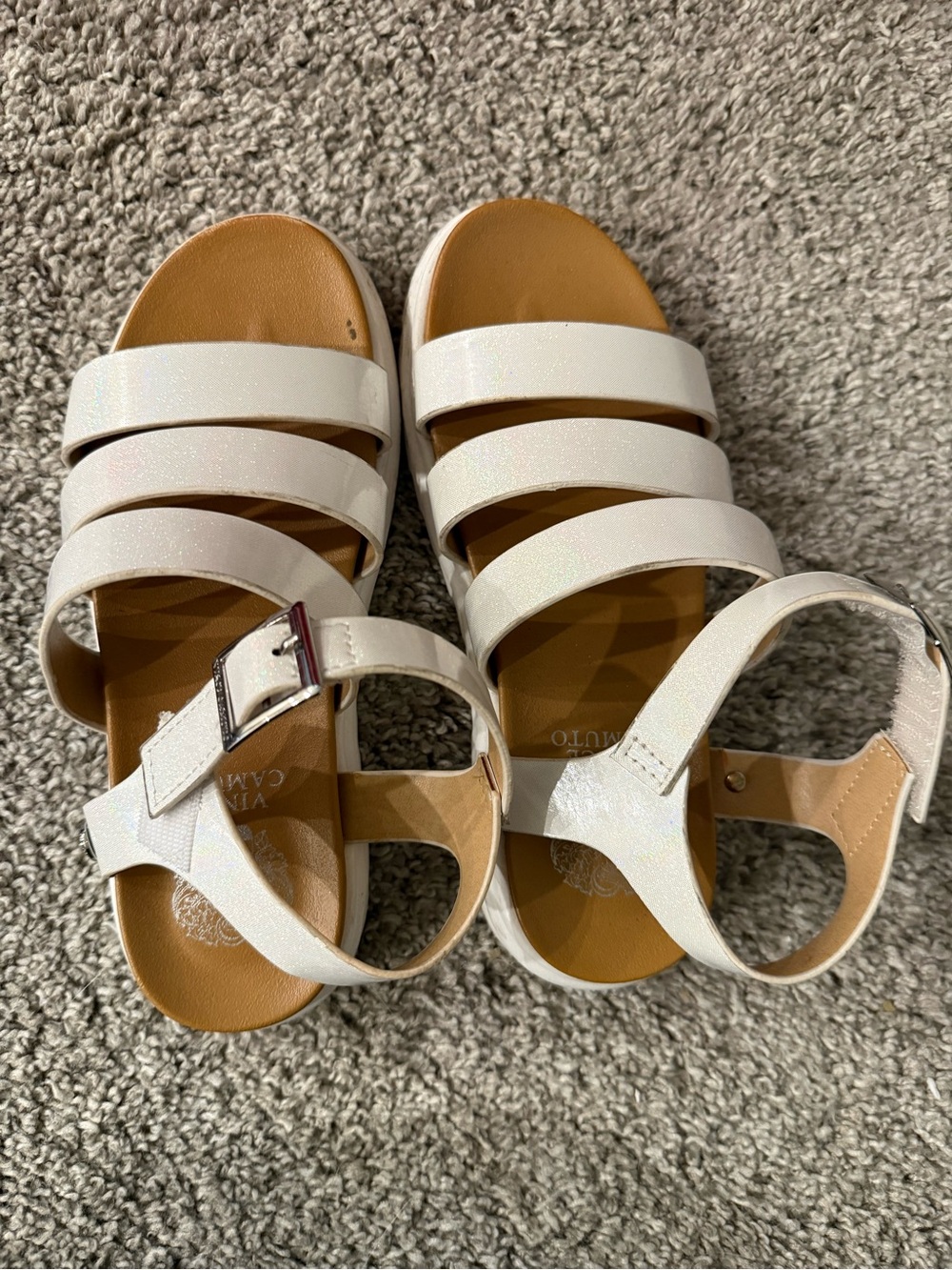 Bundle 3 for $12 Vince Camuto White Glitter Triple-Strap Kids Sandals